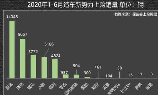 2020年1-6月新能源车上险销量表